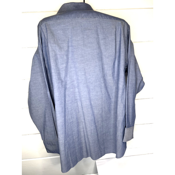 Tommy Hilfiger Mens Wrinkle Free Stretch Regular Fit Dress Shirt XL Blue - Picture 3 of 11